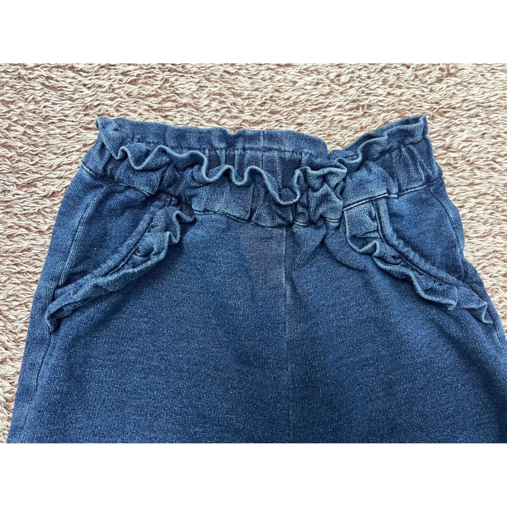 Habitual Baby Girls 12M Knit Denim Jogger Pants Ruffle Pockets Paperbag Waist - Picture 4 of 7